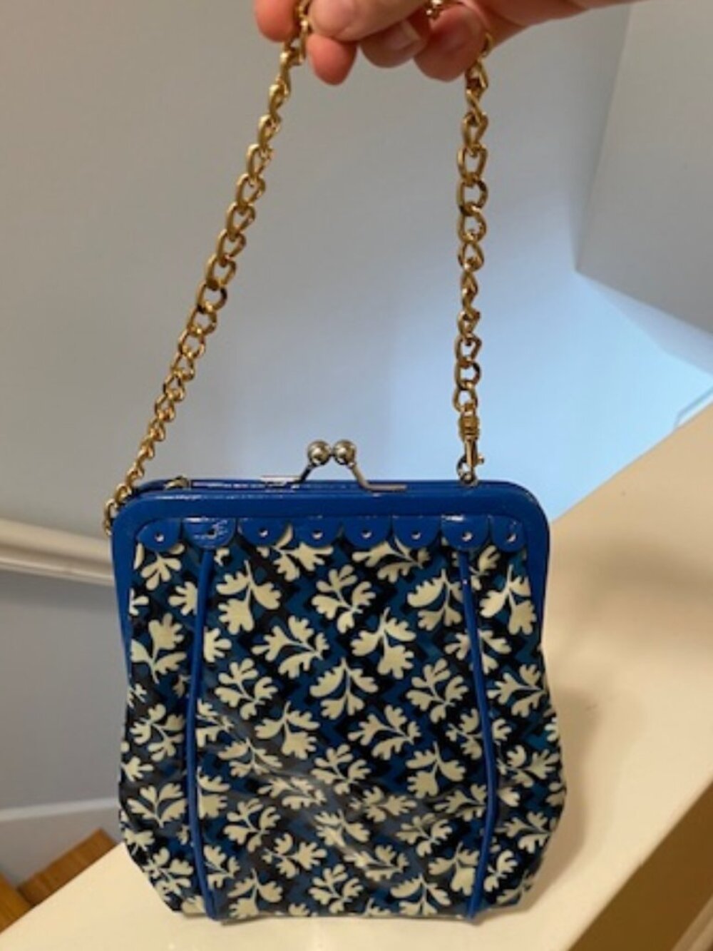 Vera Bradley Frill Frame Case Bag in Blue Lagoon Print